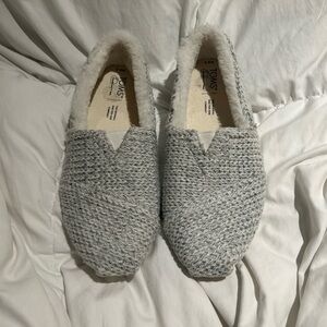 Toms Grey Cloudbound Flats with Fur Lining